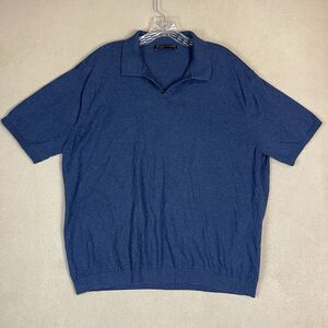Paul Stuart Men’s Short Sleeve Polo Sweater - Navy Blue